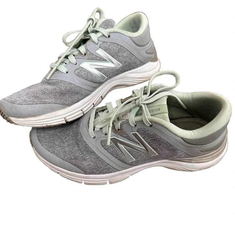 New Balance 711 Training Shoes Women 8.5 Grey Mint Green Mesh Sneakers